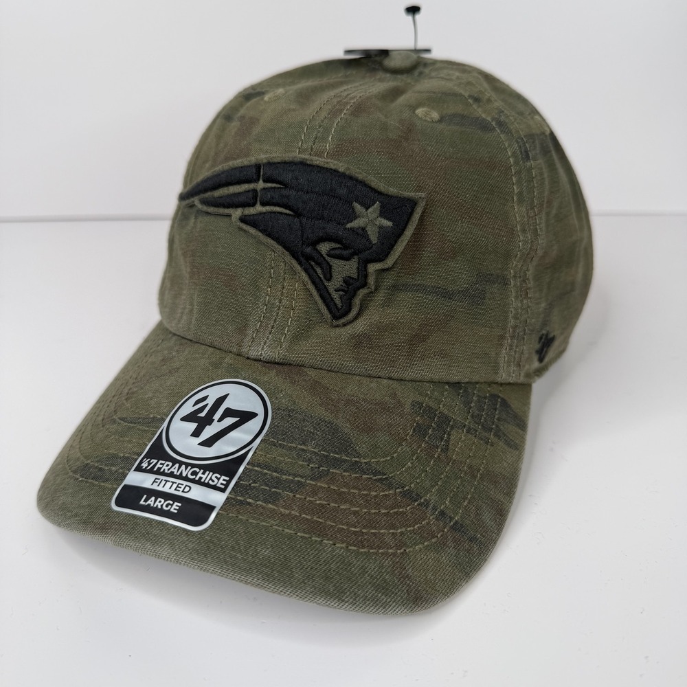 New England Patriots Camo Hat Cap Mens Large Green NFL Football '47 Franchise